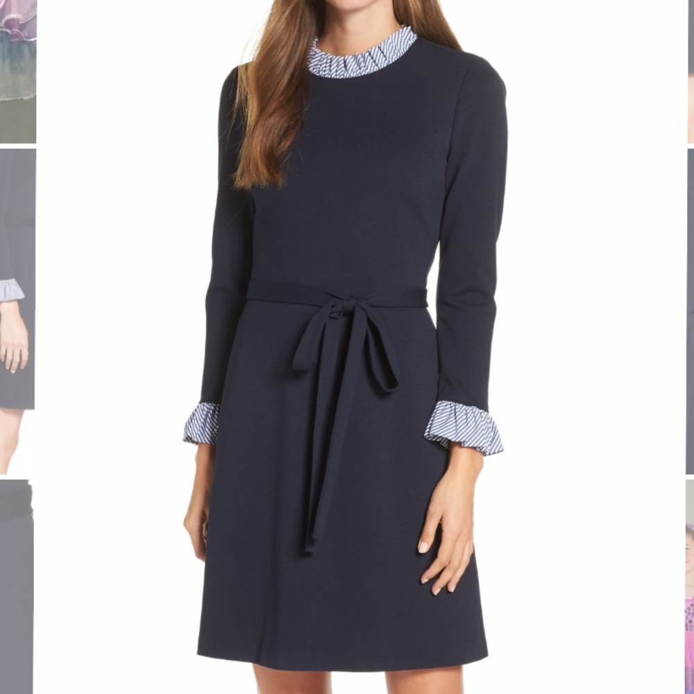 Nordstrom 1901 Long Sleeve Ruffle Detail Shirtdress
